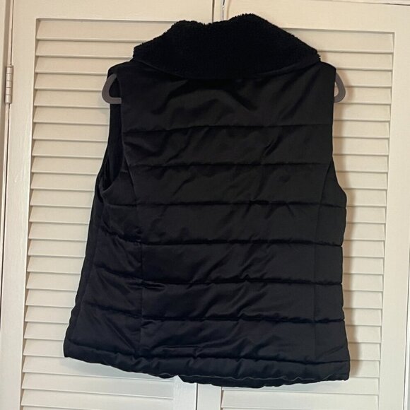Lauren Ralph Lauren women's large quilted puffer vest toggles fleece black - Picture 7 of 8